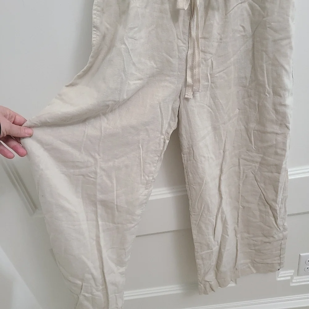 NEW SPLENDID Kianna Wide Leg Jumpsuit Beige Linen/Viscose Blend Sz XL NWT $118